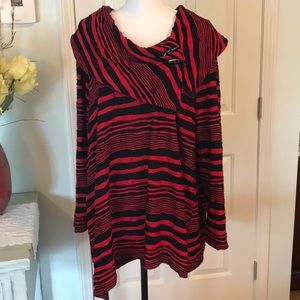 Ali Miles red and black striped blouse as 2X